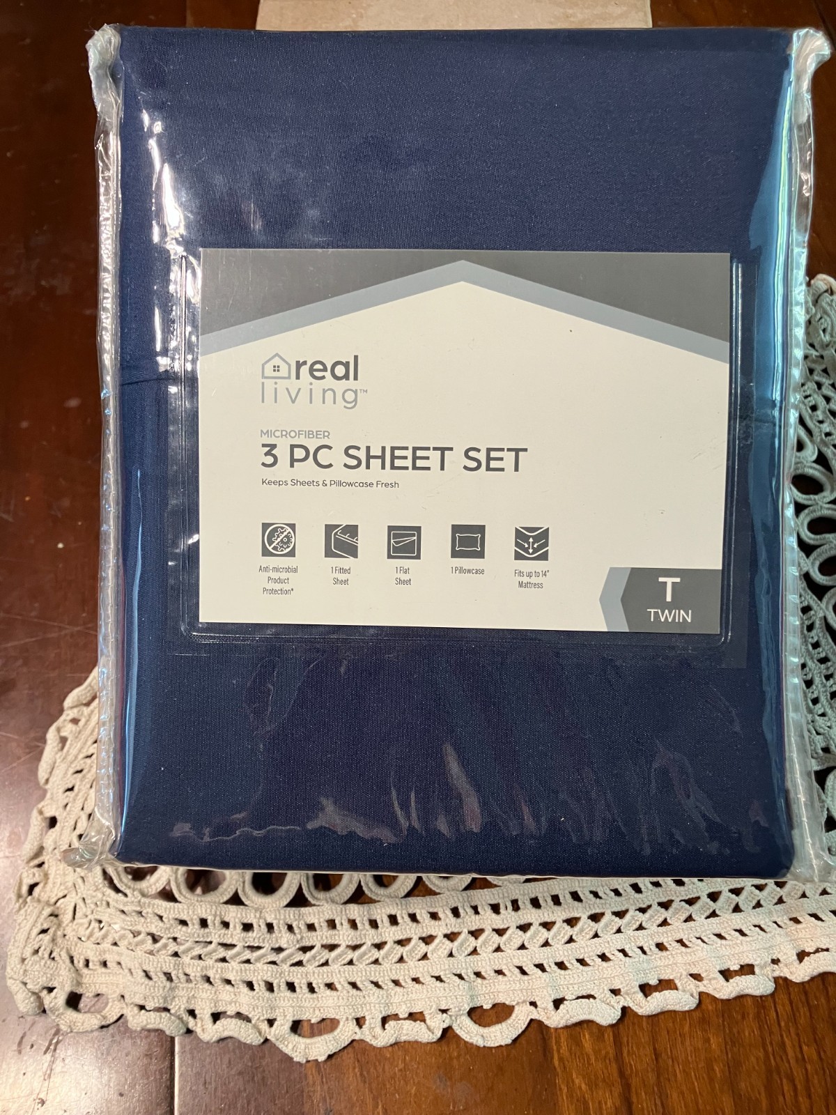 ~Free Shipping~ Real Living 3pc Twin Sheet Set Microfiber Navy Blue