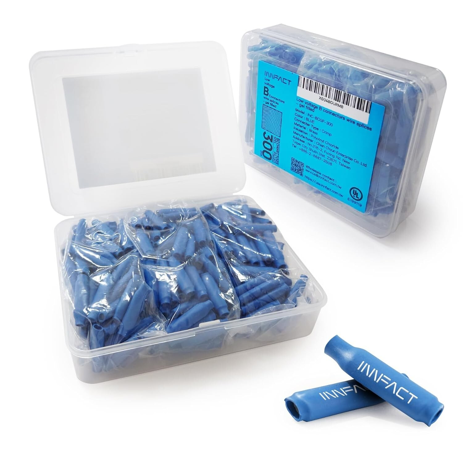 100/300 Pcs B Crimp Splice Connectors 22–26 AWG｜Dry & Gel-Filled｜Indoor/Outdoor