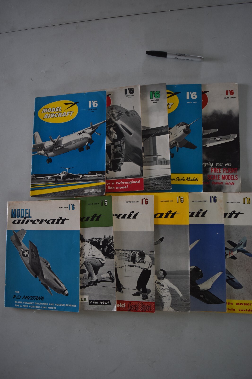 MODEL AIRCRAFT - 11 issues of 1959 (missing June)