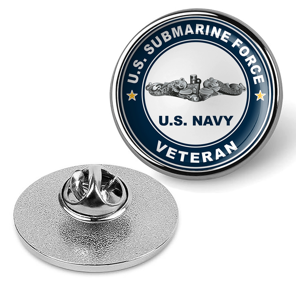 US Submarine Force Veteran Silver Dolphins Military Lapel Pin - Silver
