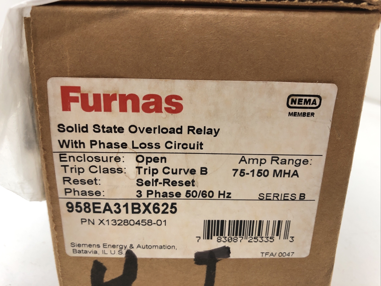 Furnas 958EA31BX625 Solid State Overload Relay With Phase Loss Circuit