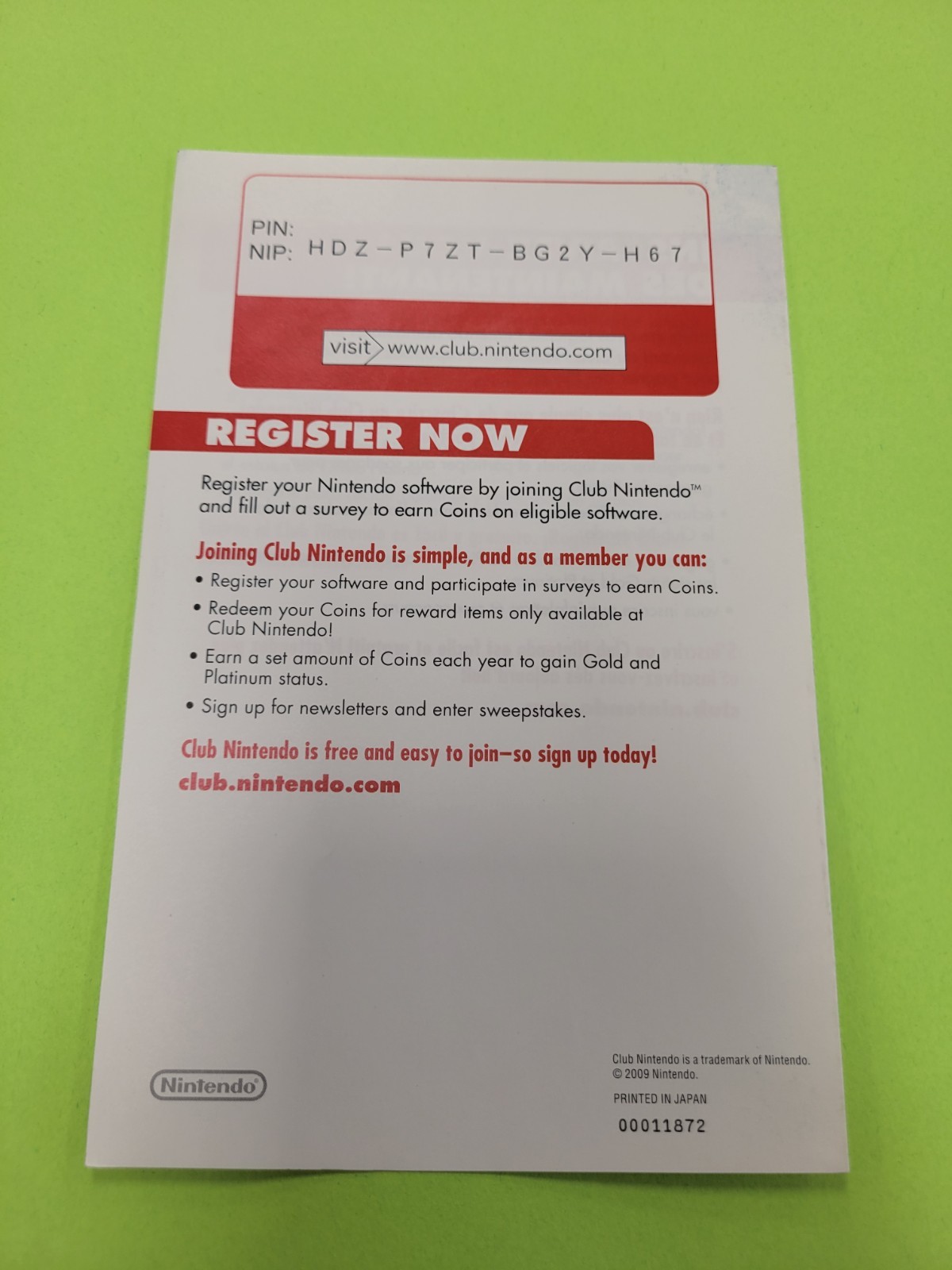 Nintendo Club Wii INSERT ONLY Authentic