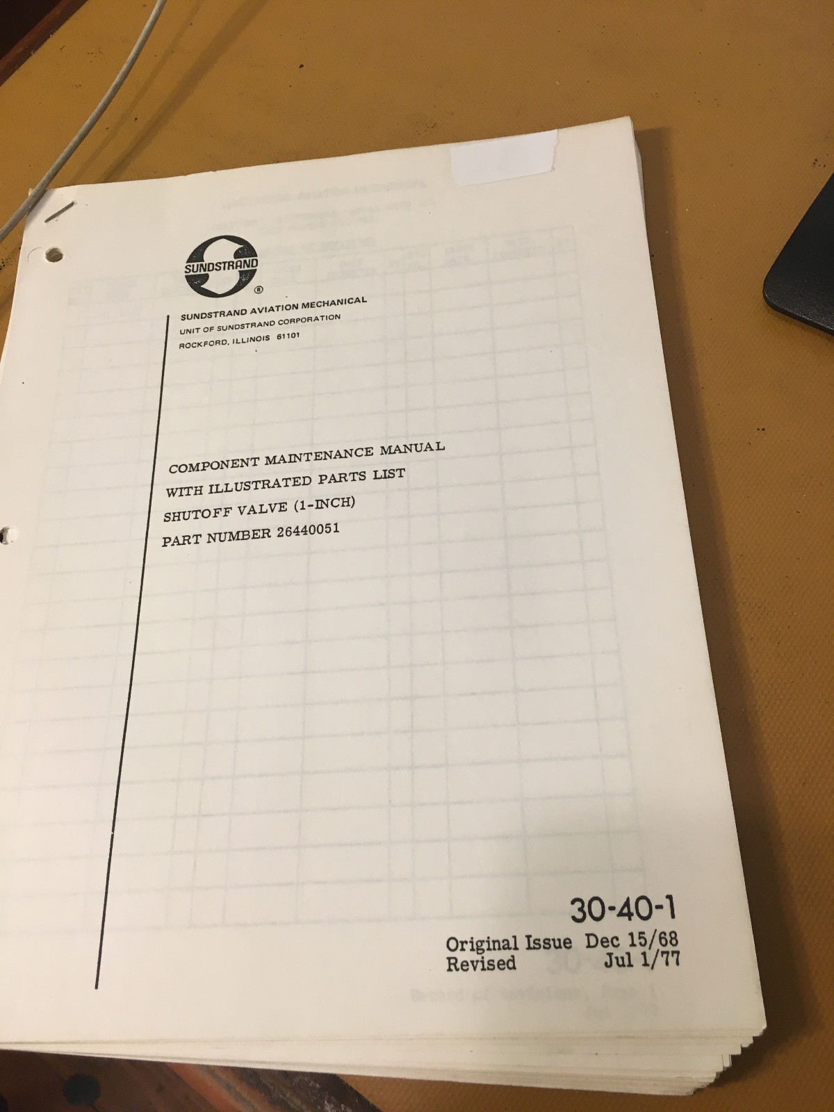 Sundstrand 1" Shutoff Valve 26440051 Component Maintenance Manual