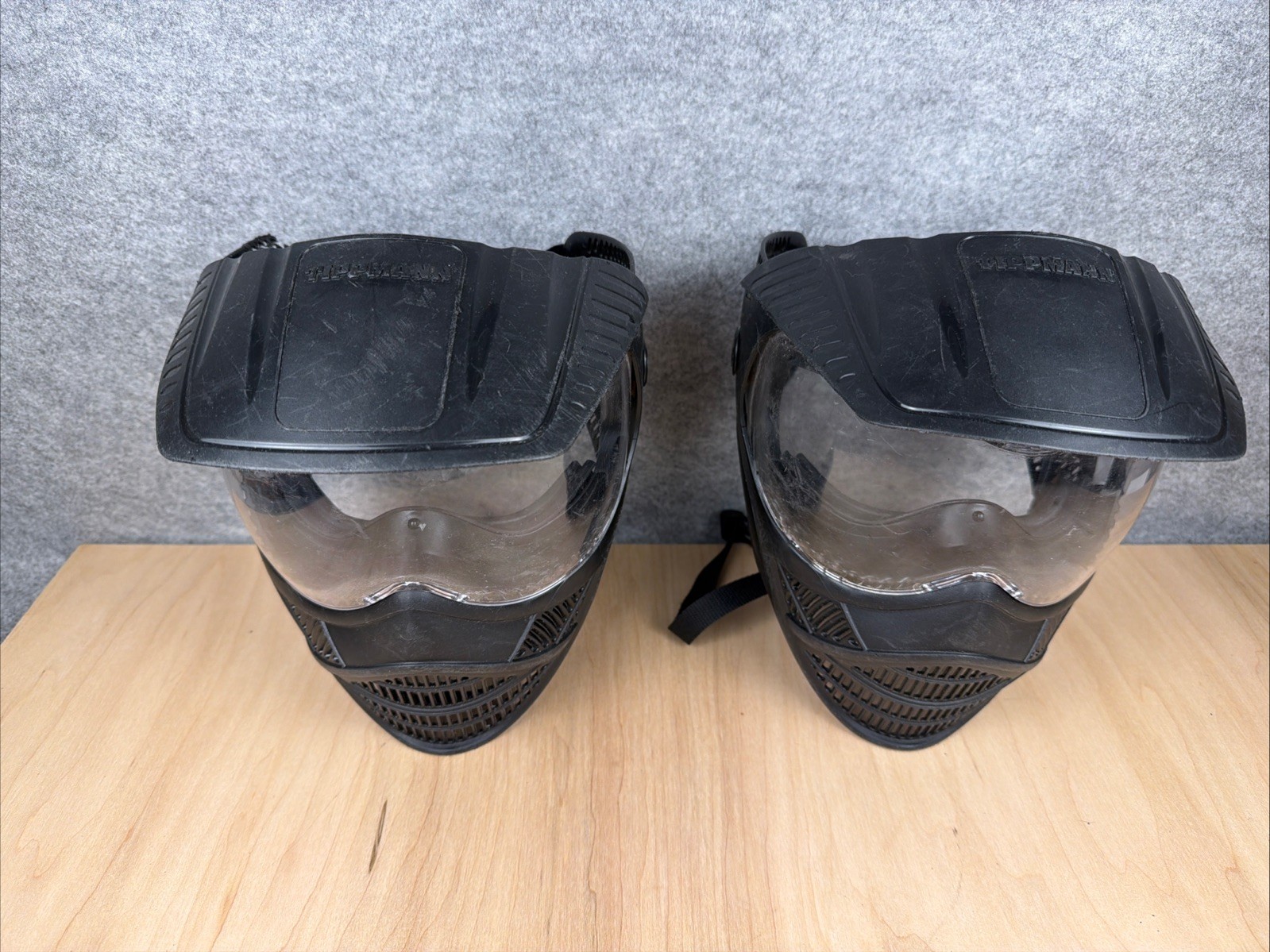 (2)PMI Paintball Mask Black Protective Goggles Airsoft w/ Visor Adjustable Adult