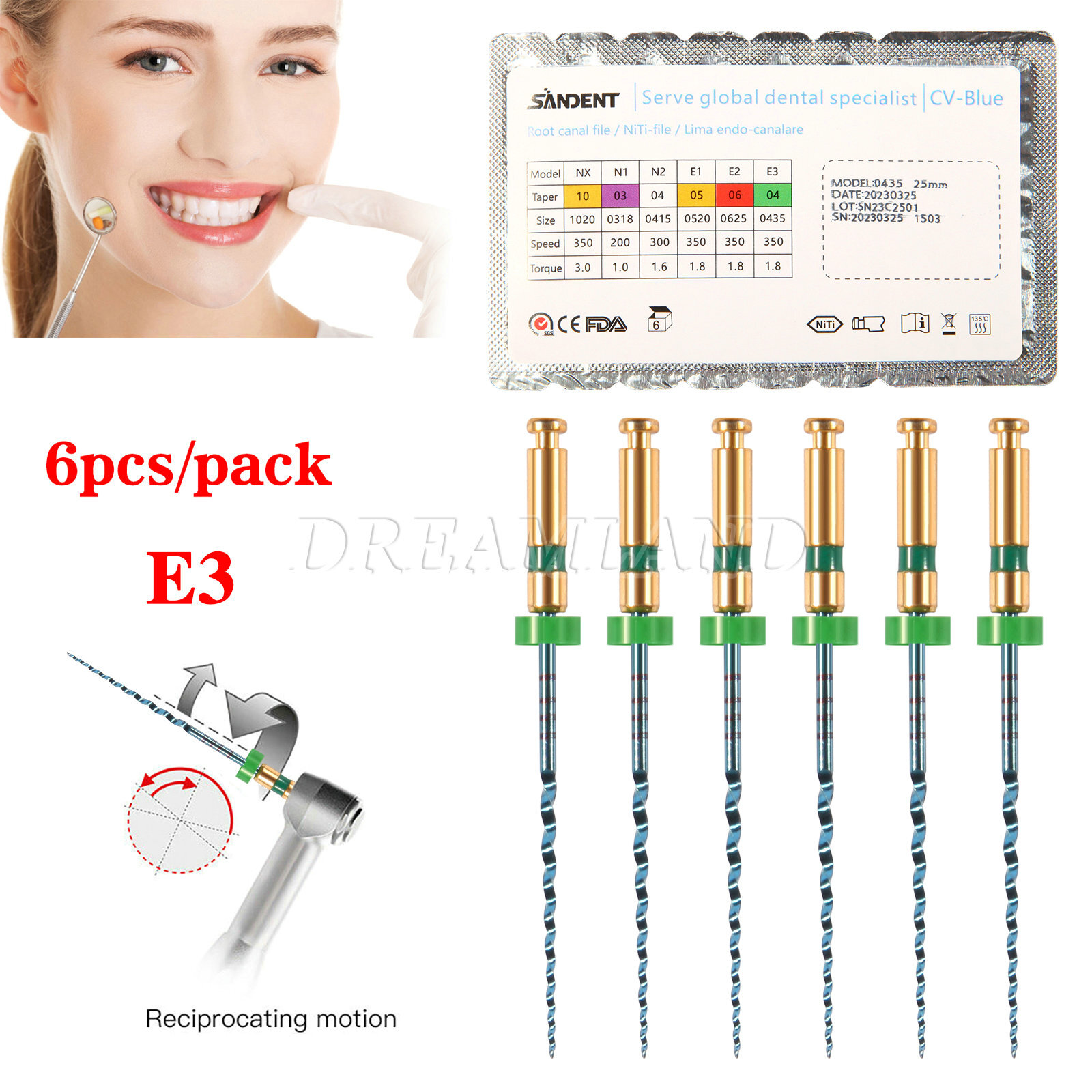 Dental Sybronendo Endo Buchanan Hand Plugger Tip Fill Obturation Size 0#,1#,2#