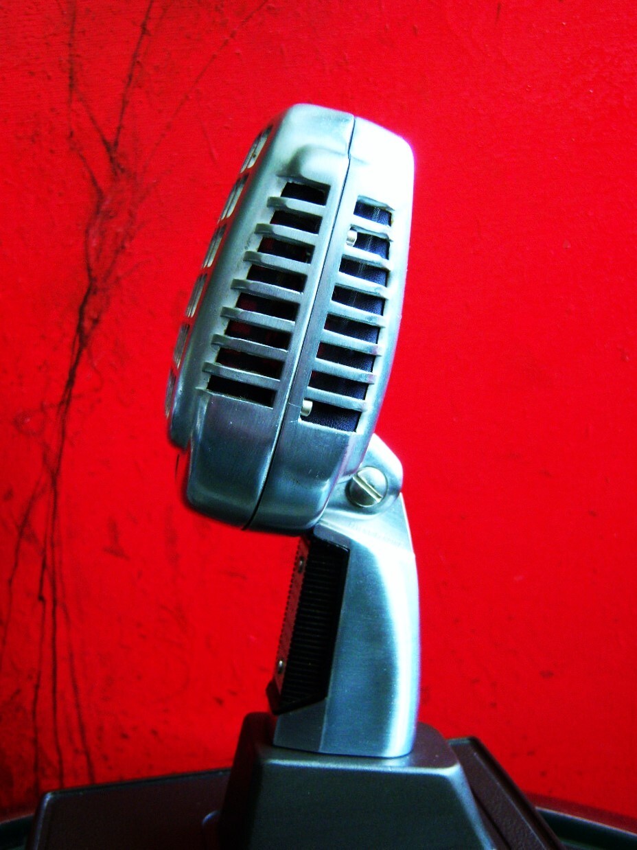 Vintage 1960's Shure 737A crystal super cardioid microphone w period S37A stand