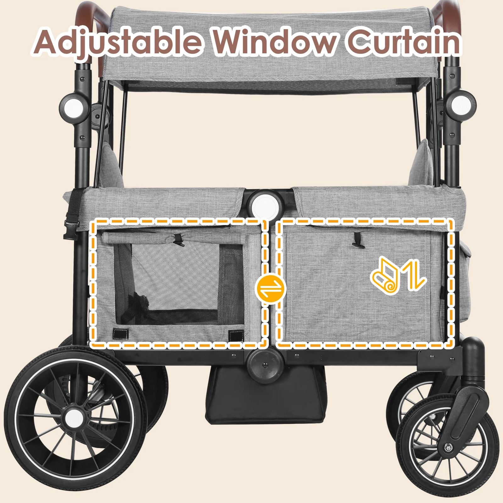 Collapsible Wagon Stroller for 2 Toddlers with Adjustable Canopy, 44 Pounds, ...