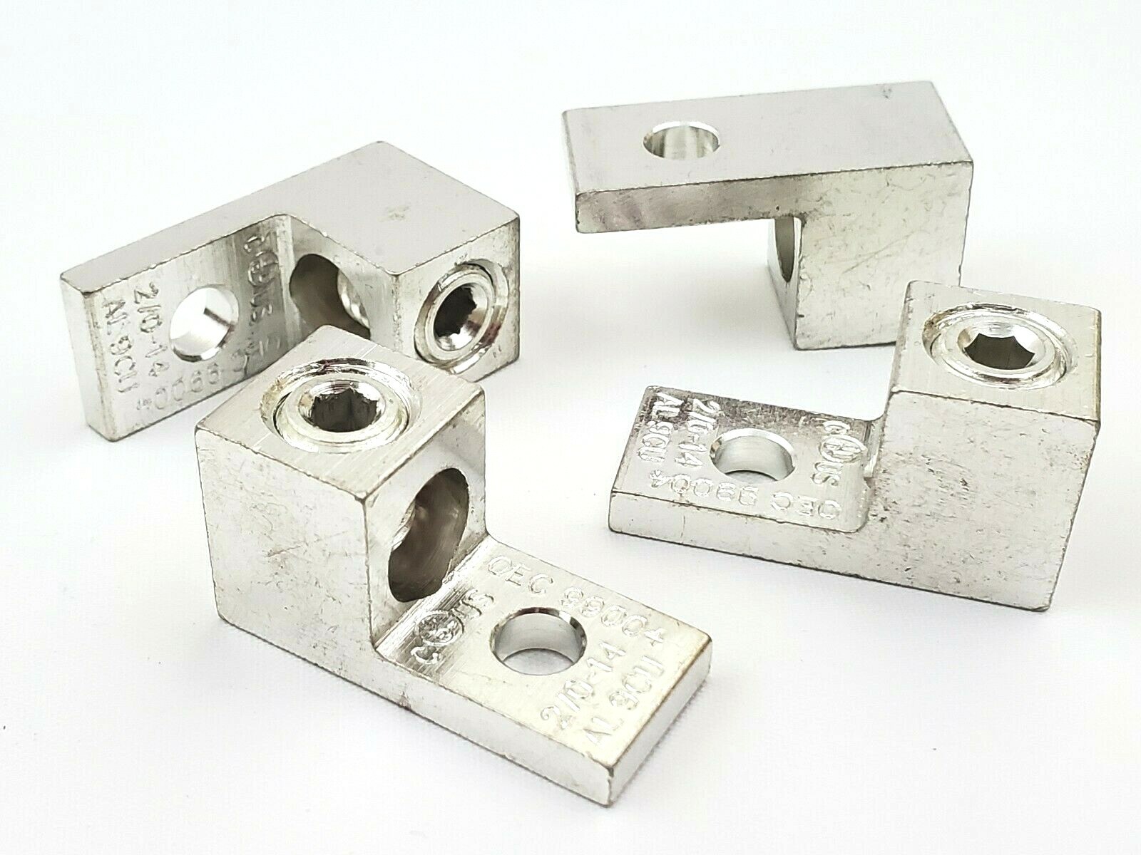 Lot of 4 Morris 90718 Dual Rated Aluminum Mechanical One Hole Lugs 2/0-#14 AWG