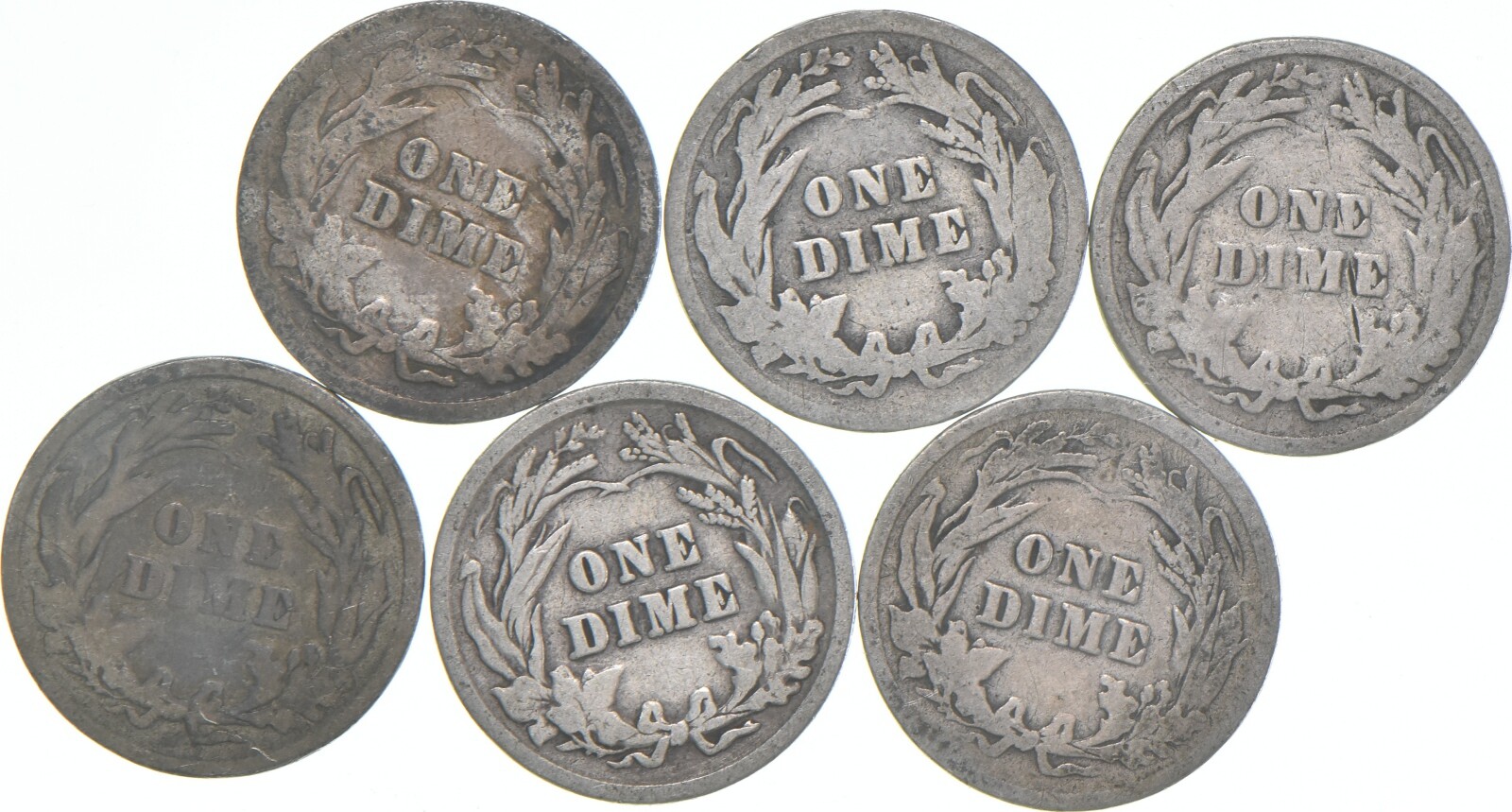 1900-P Barber Dime 90% Silver Average Circ