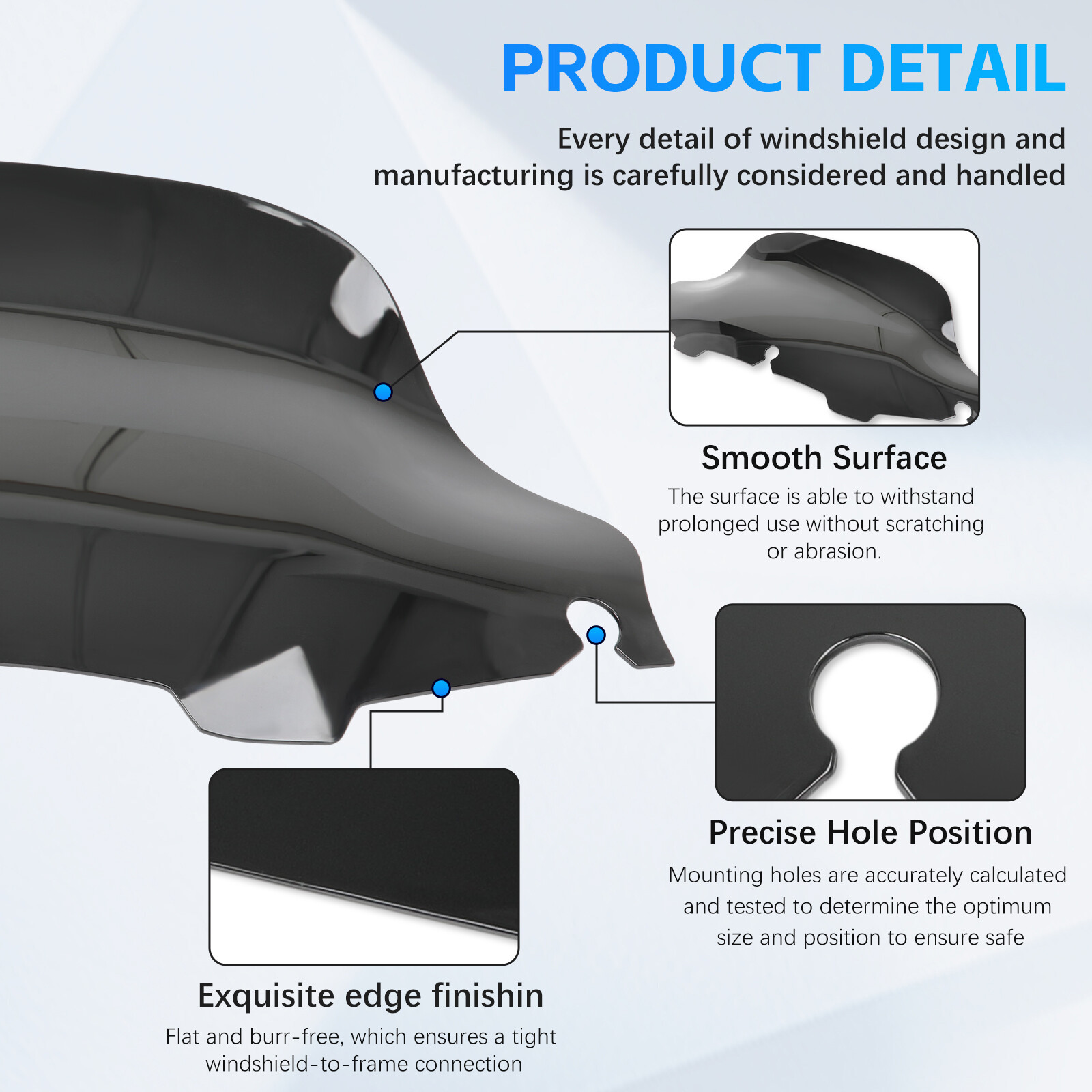 For Harley Electra Tour Glide Ultra Classic Black 8" Wave Windshield Windscreen