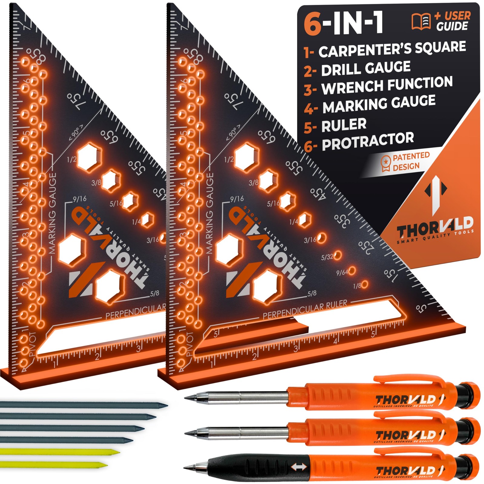 2 PCS 7 Inch Carpenter Square Set 1/16 Precision MultiPurpose Tool Set