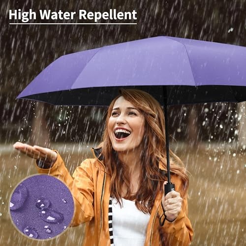 Windproof Travel Umbrella, Automatic Umbrellas for Rain, Portable & Compact