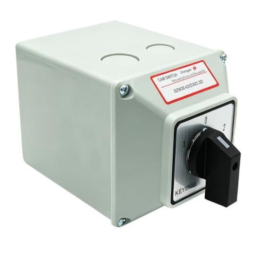63A Rotary Changeover Selector Switch with Exterior Box, 2-Way 3NO 3NC, 660V 3
