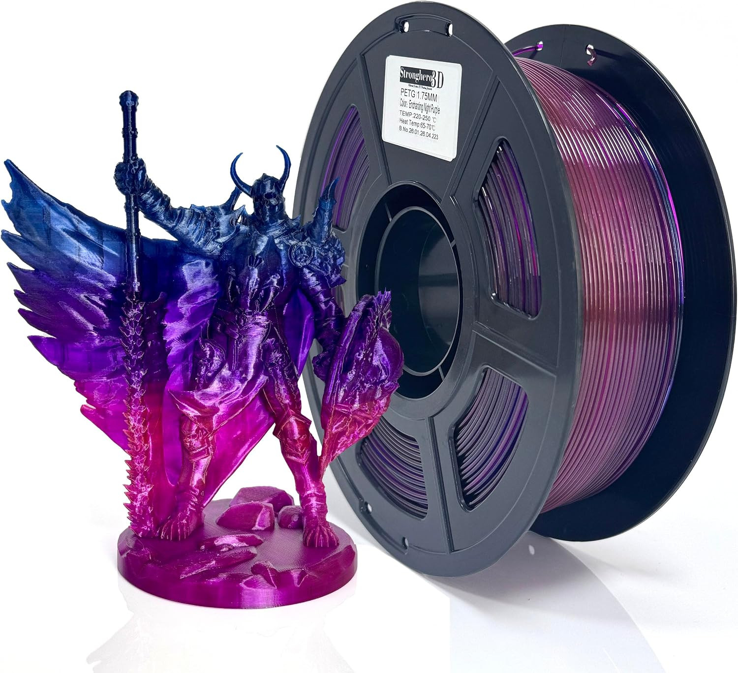 PETG Filament 1.75Mm, Black Blue Purple Pink, Translucent Gradient 3D Printer Fi