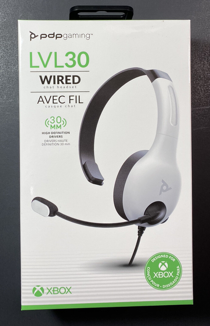 Official XBOX Wired Chat Headset Model LVL30 [ White Edition ] NEW