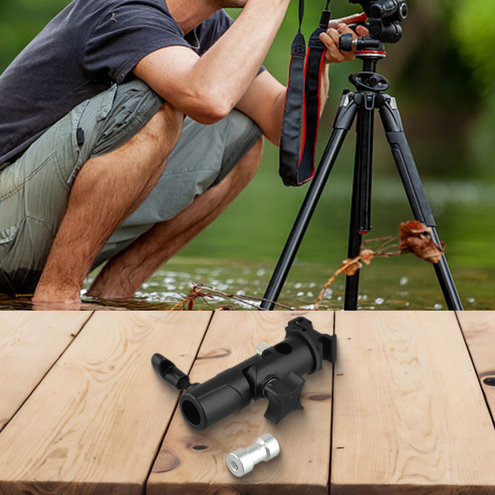 Metal Light Bracket with 1/4 Screw for For soft Reflective Umbrella Setup