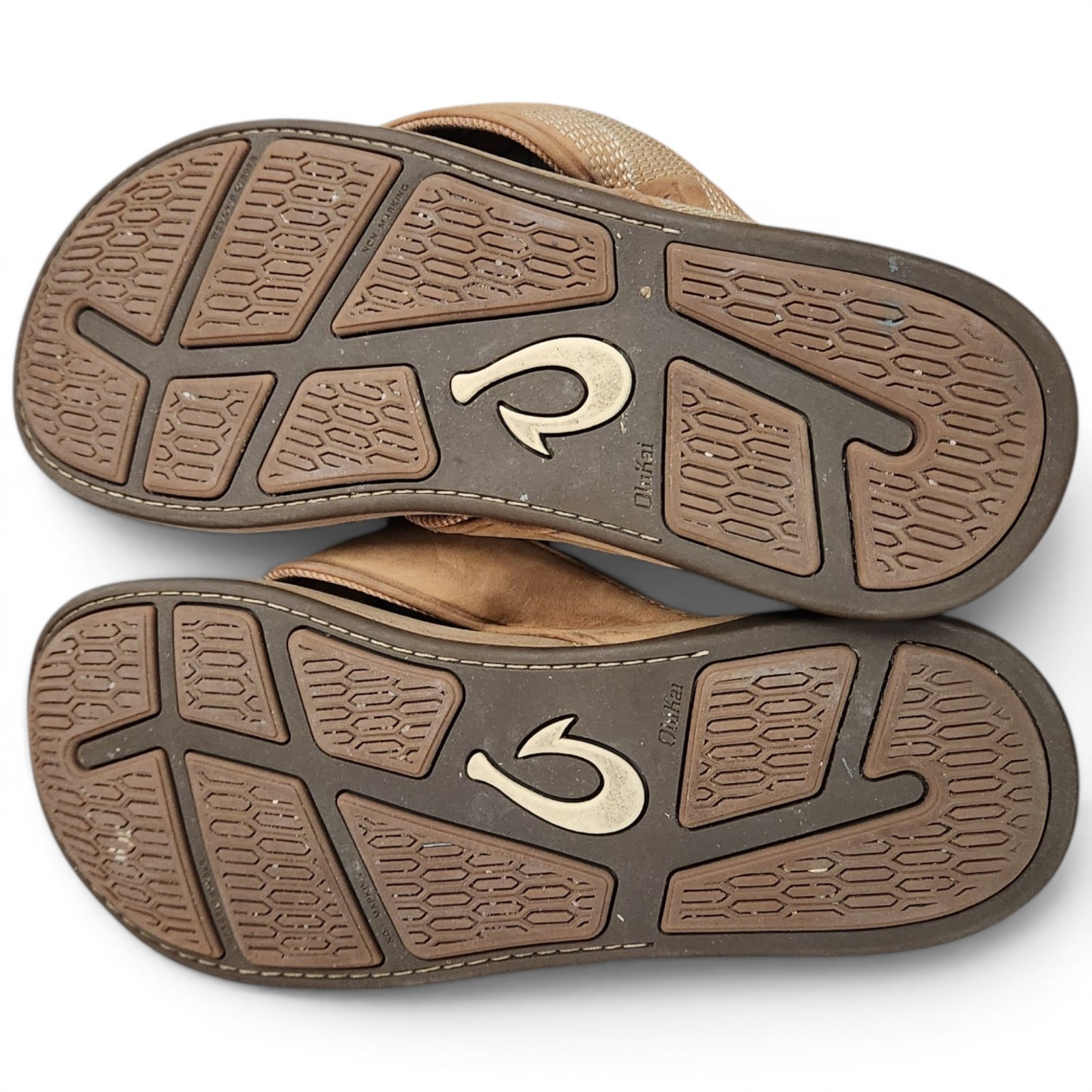OLUKAI Tuahine Mens 10M Waterproof Leather Walking Flip Flop Thong Sandals