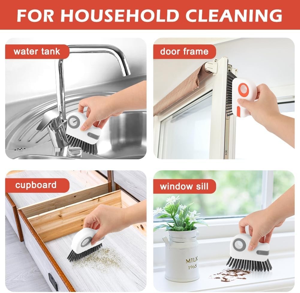2Pcs 2 in 1 Groove Cleaning Brush, Window Track Cleaning Tools with Hidden Scrap