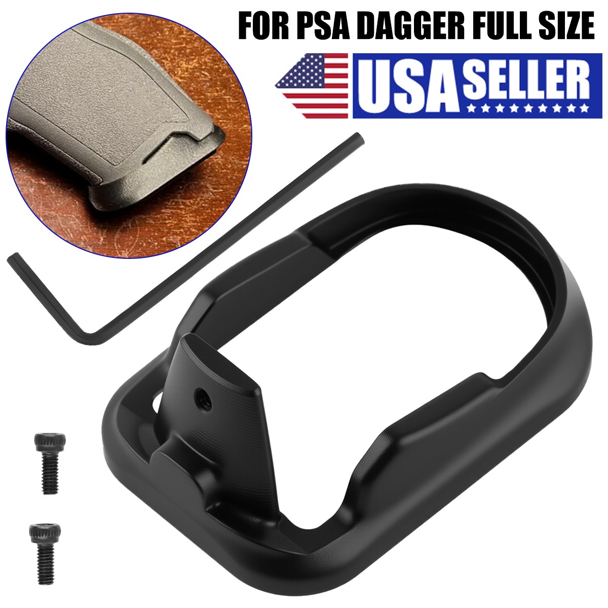 Flared Aluminum Magwell For PSA Dagger Full Size Magwell Base Magazine Black
