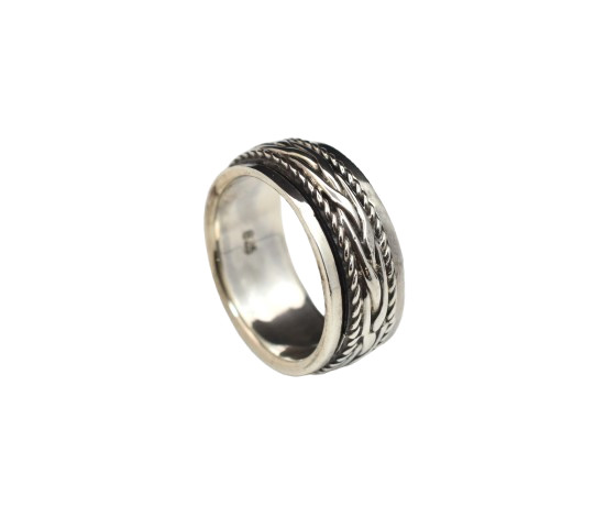 925 Sterling Silver Spinner Ring Chain Braid Fidget Spinning Wedding Band Unisex