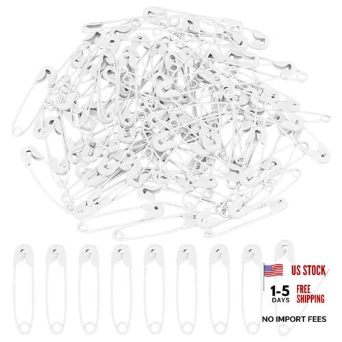 100PCS 1" Safety Pins, Colored Safety Pins Bulk Sewing Pins for DIY White