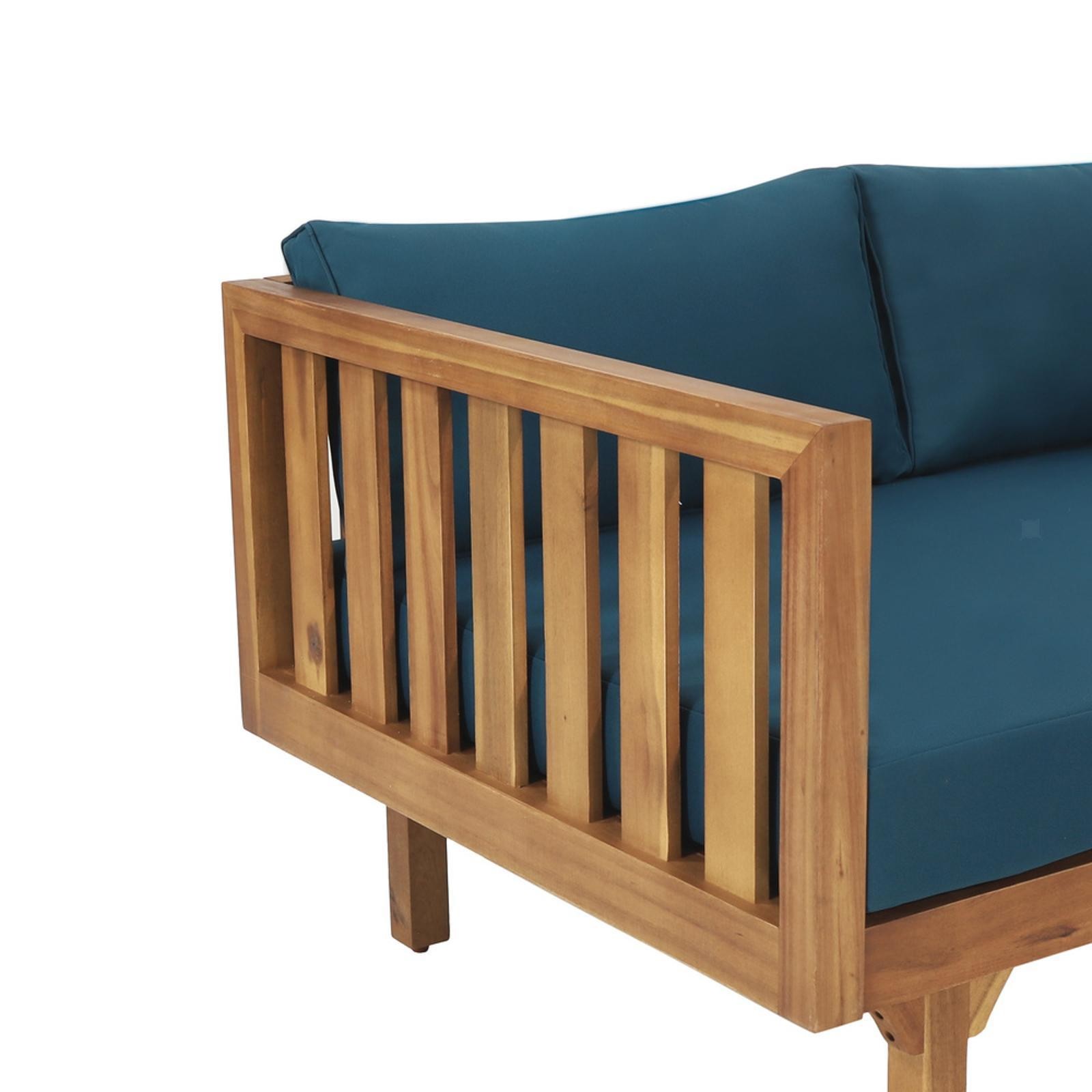 3 Seater Daybed - Premium Acacia Wood Frame with Water-Resistant Cushions,