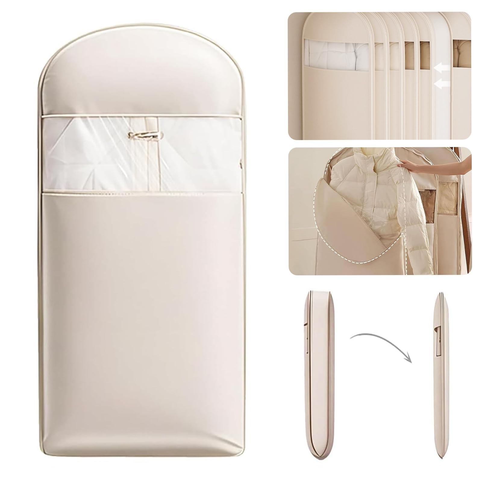 Space Saving Hanging Garment Bag with Self Compression Zipper,Space Saving Ha...