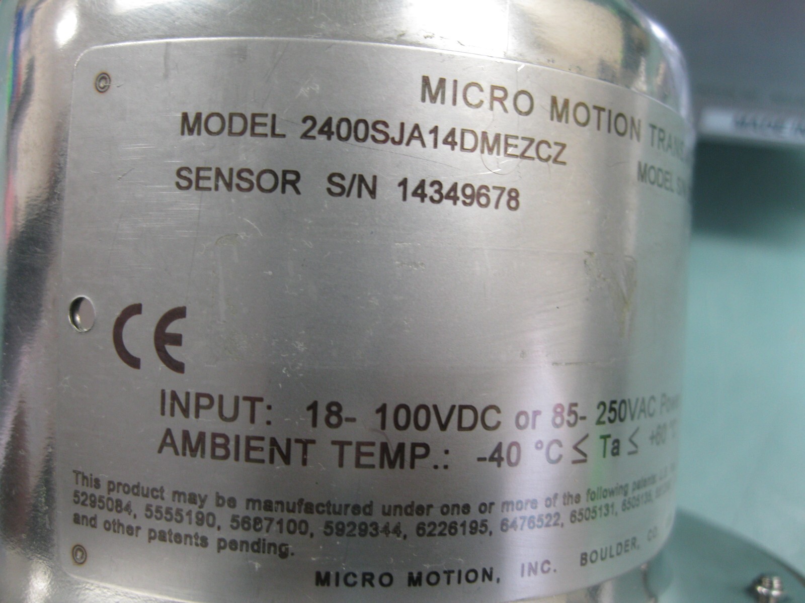 1/2" Micro Motion F025 Mass Flow Sensor 2400 Transmitter B19