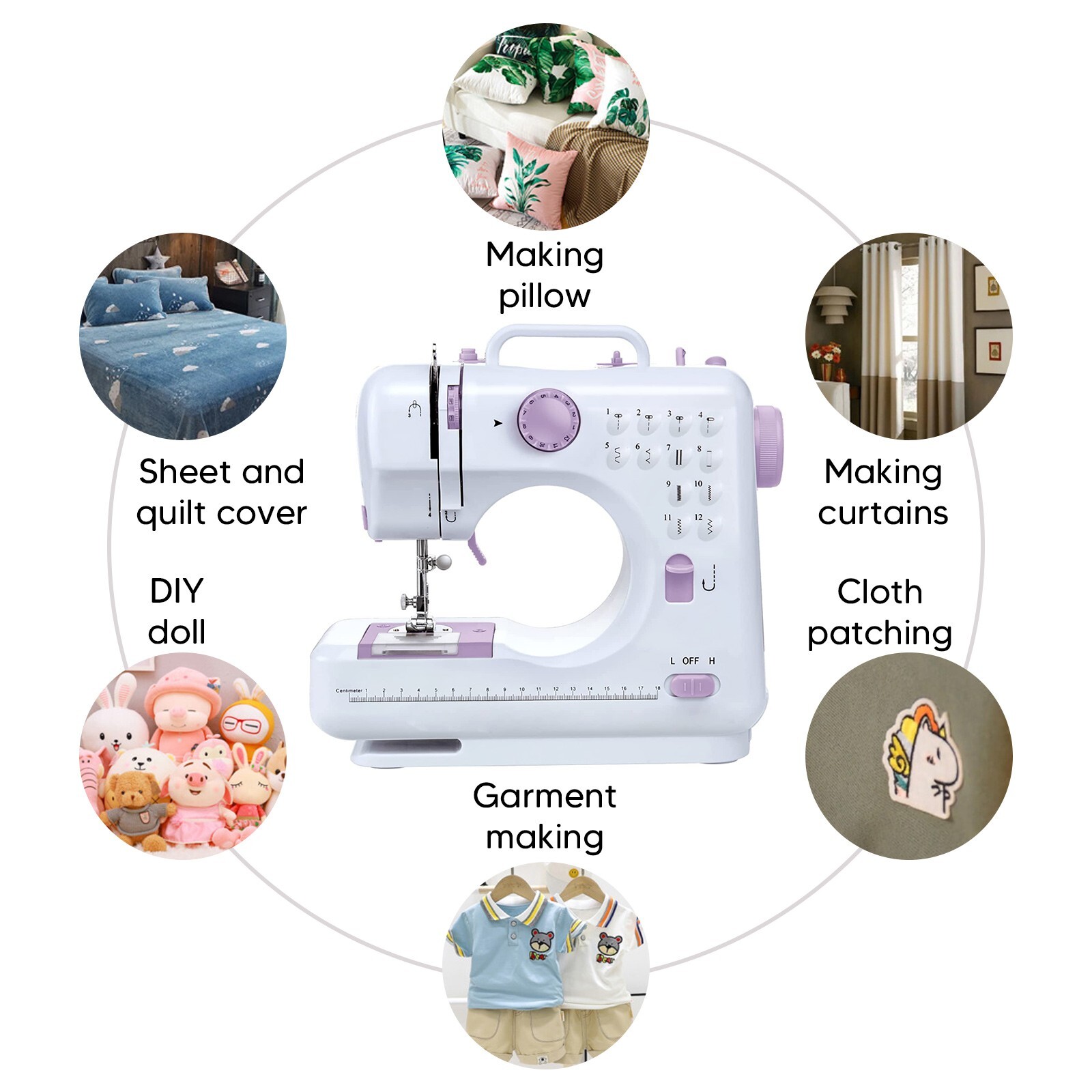 Electric Sewing Machine Portable Crafting Mending Machine 12 Built-In Stitches