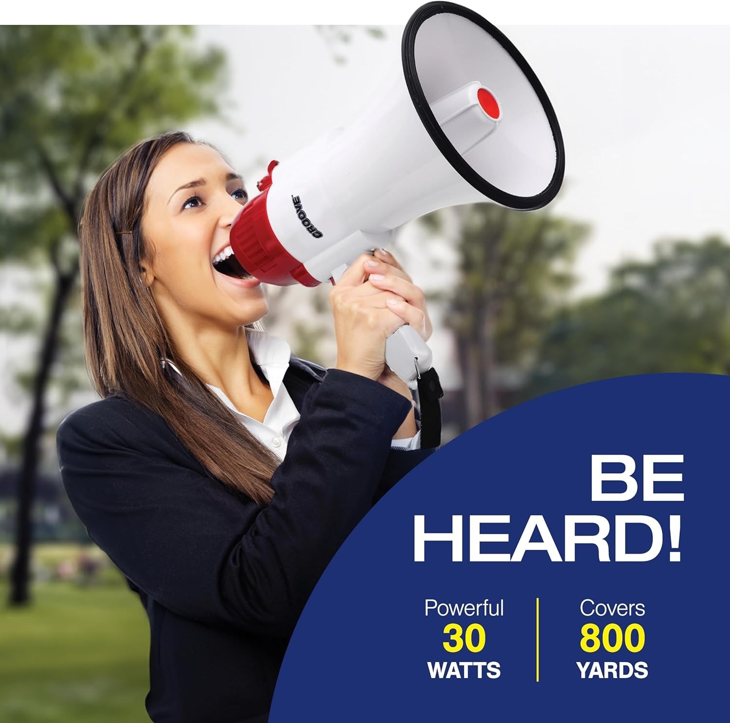 Croove Megaphone 30W Bull Horn 800 Yards Range Loud Siren Voice Amp and Music
