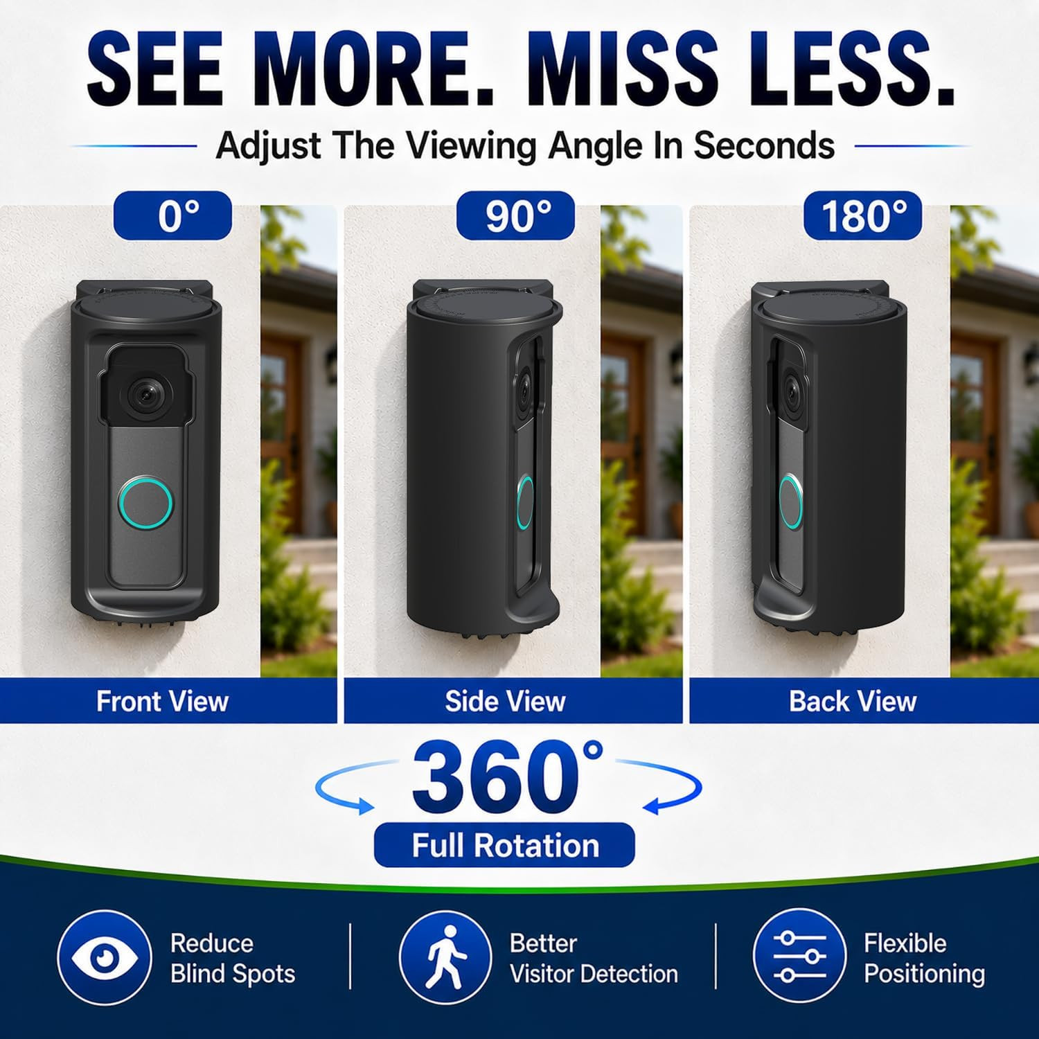 360° Adjustable Anti-Theft Doorbell Mount, Compatible with 2026 Ring Battery Doo