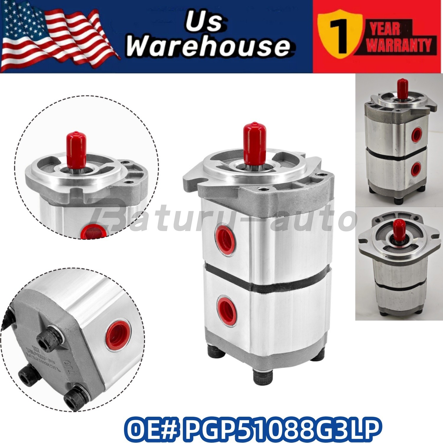 New PGP51088G3LP 2-Section Hydraulic Gear Pump For AGT Skid Steer Loader KTT23