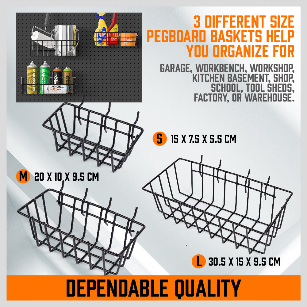 127-Pc Pegboard Hooks Set Assortment with 3 Baskets Organizing 4 Small Pegboard