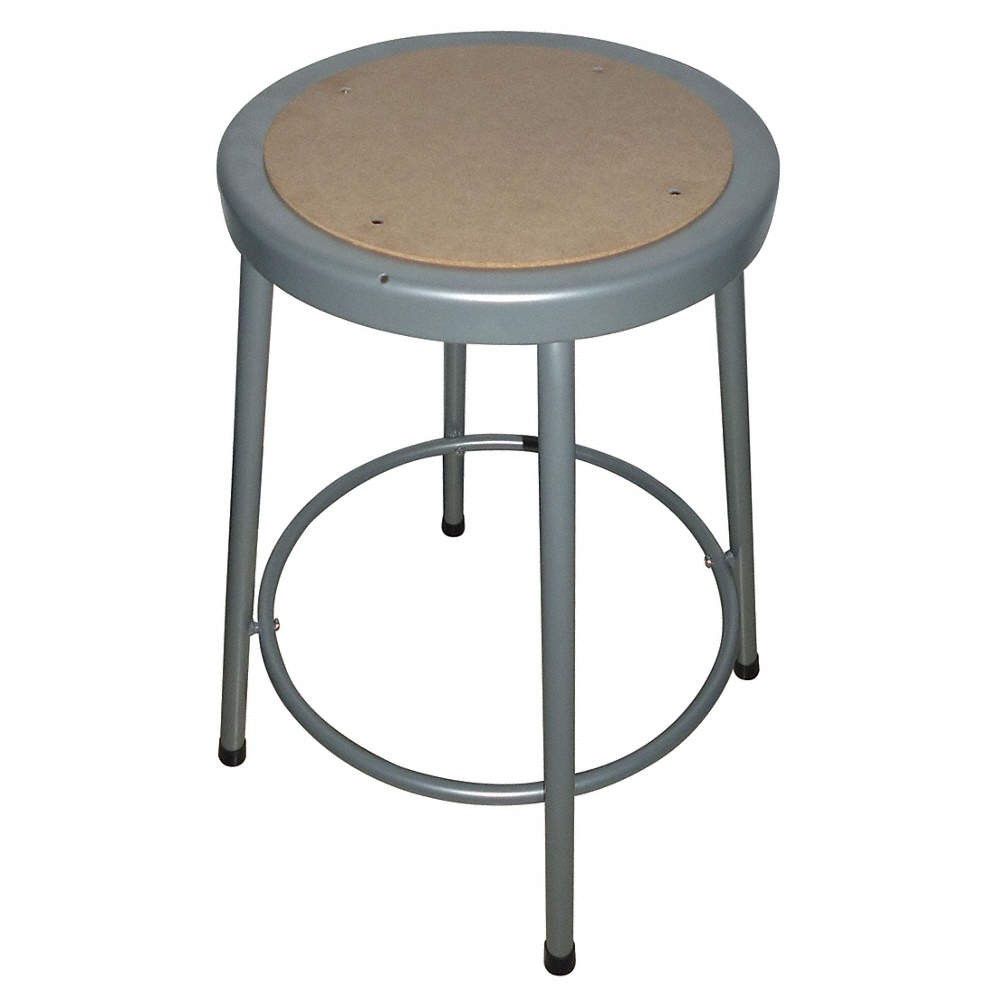 GRAINGER APPROVED 44N706 Round Stool,4 Legs,Gray,24"H 44N706