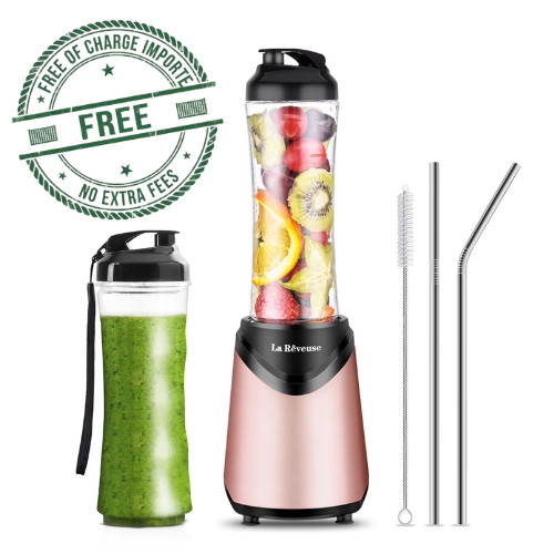 La Reveuse Smoothie Blender Personal Size 300 Watts with 2 Pieces 18 oz (Pink)