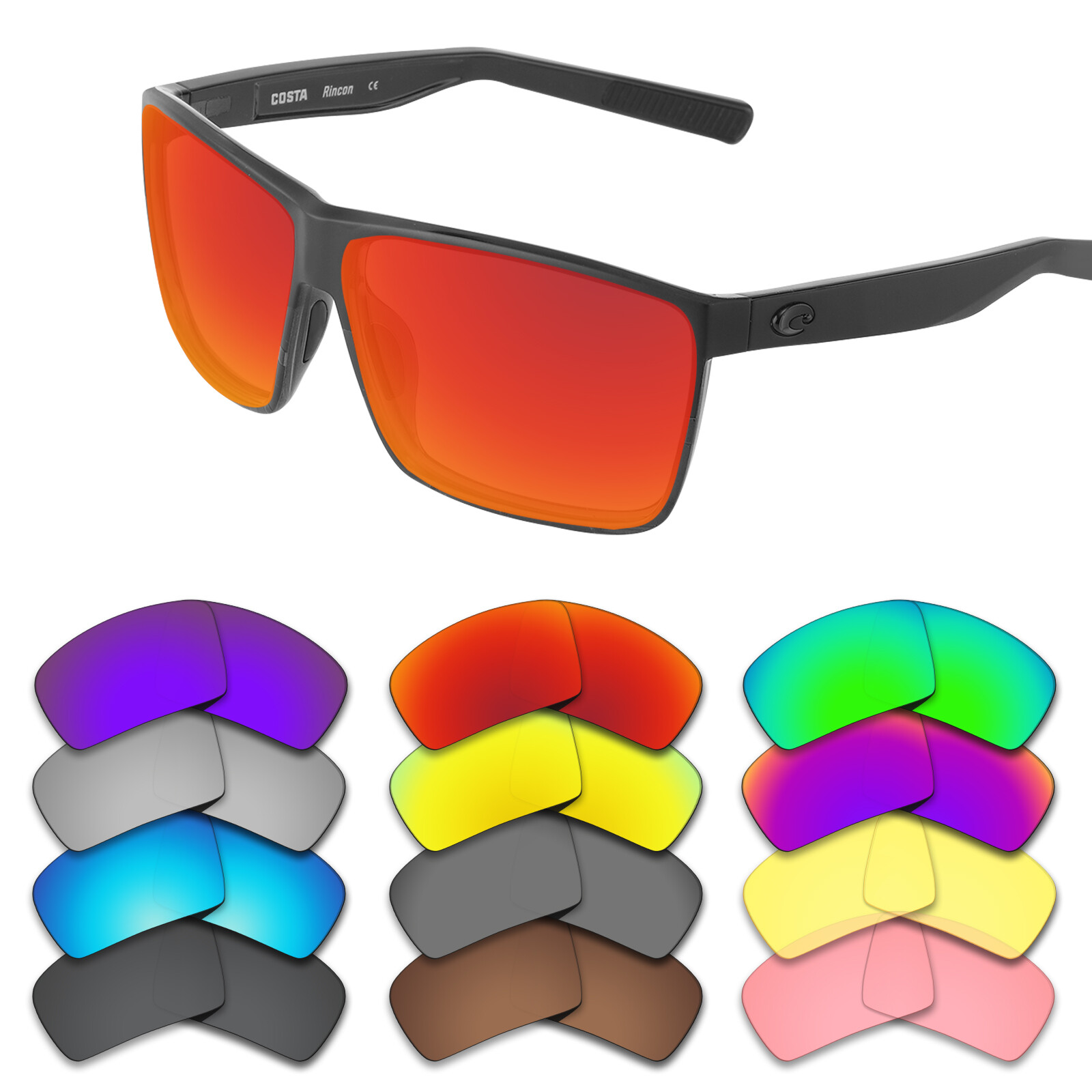 EYAR Polarized Replacement Lenses for-Costa Del Mar Rincon 06S9018 - Options