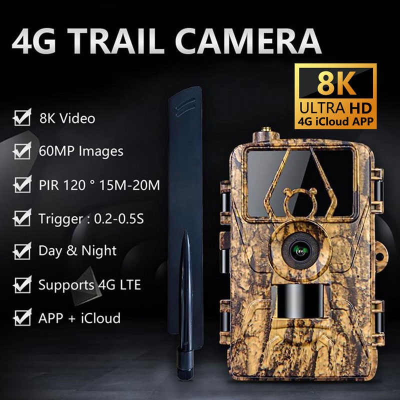 4G LTE UHD 8K Live Video Trail Camera Cloud Service Hunting Cam With SIM PR801
