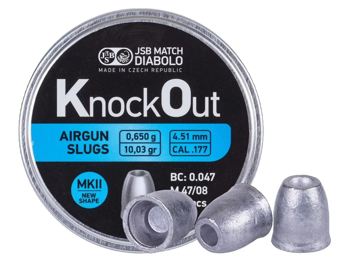 (NEW) JSB KnockOut Slugs MKII .177 Cal, 10.03 Grains, Hollowpoint, 500ct