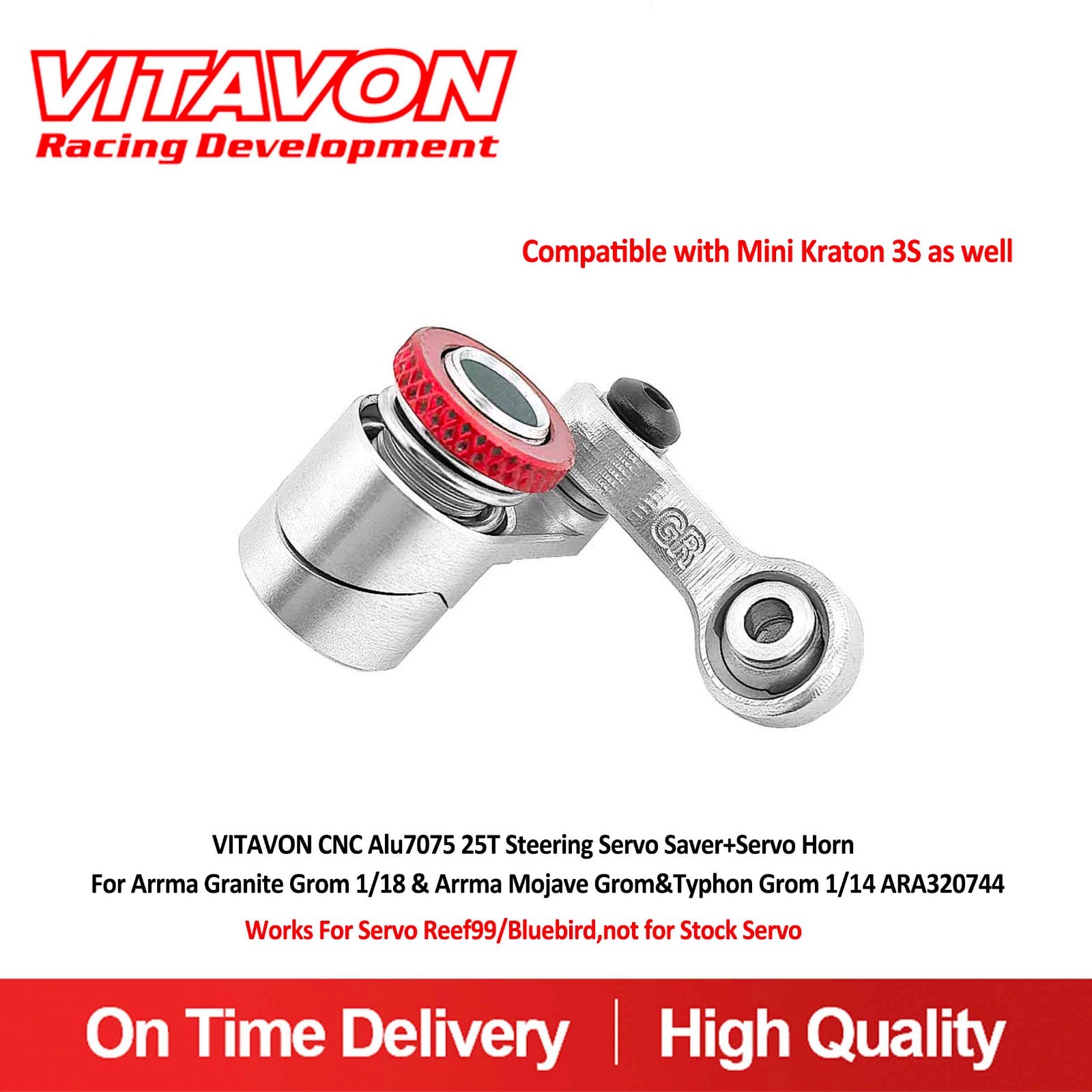 Vitavon 25T Steering Servo Saver+Servo Horn For Arrma Granite Grom Mojave Grom