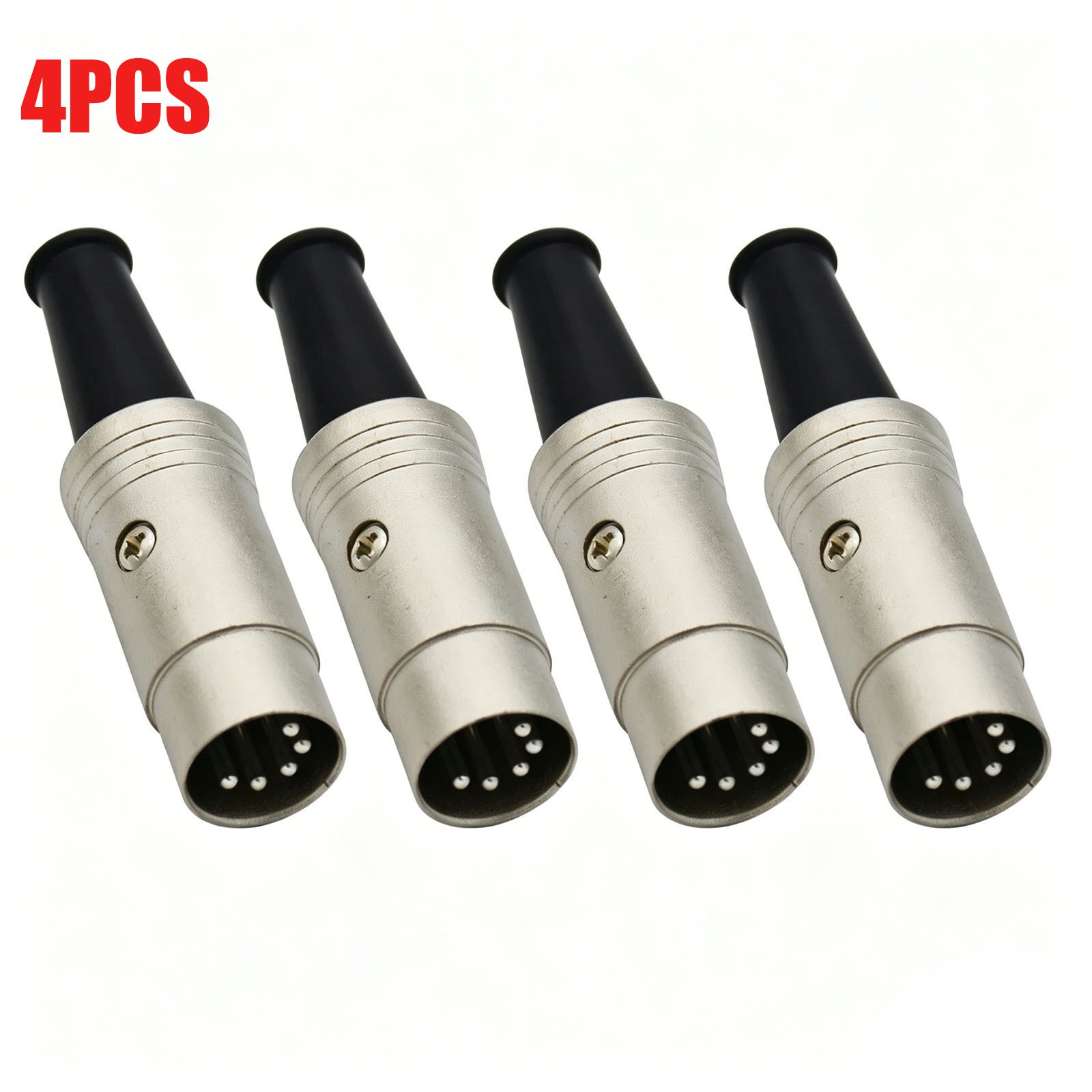 4 Pack 5 Pin DIN Male Plug MIDI Audio Connector Metal Housing Solder Type