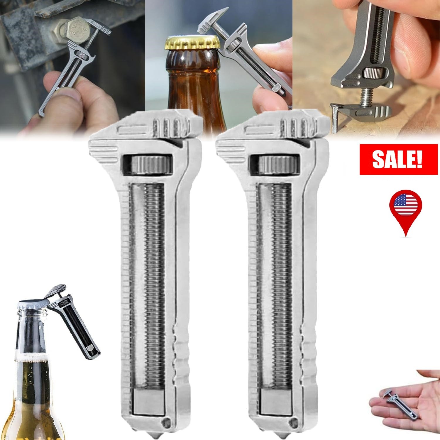 2Pcs Compact Titanium Multitool Alloy Everyday Multi Functional Wrench Spanner