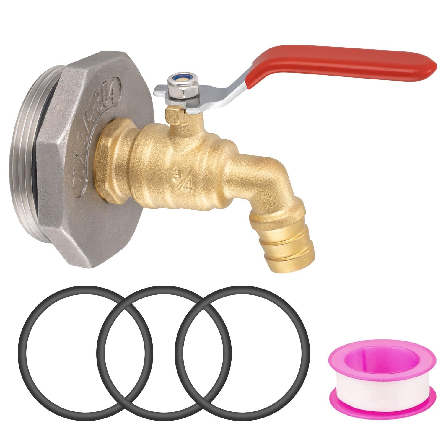55 Gallon Drum Faucet, Barrel 30.77 cubic inches, Brass, Stainless Steel