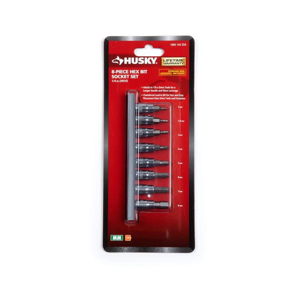 Husky 1/4 in. Drive Metric Hex Bit Socket Set (8-Piece)