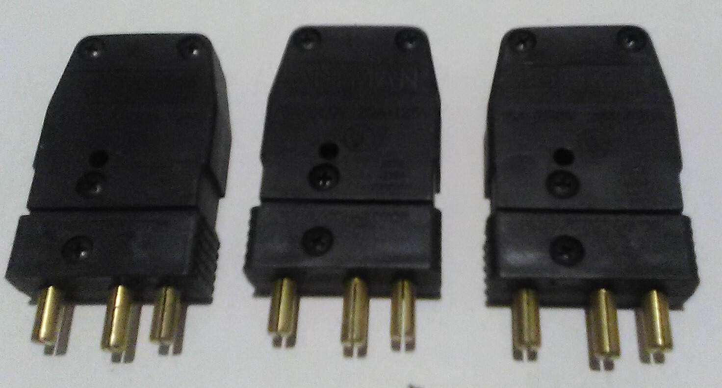 Lot of 3 Altman light Bates Stage Pin Connectors Plugs 20A 125V- 15A 250V Male