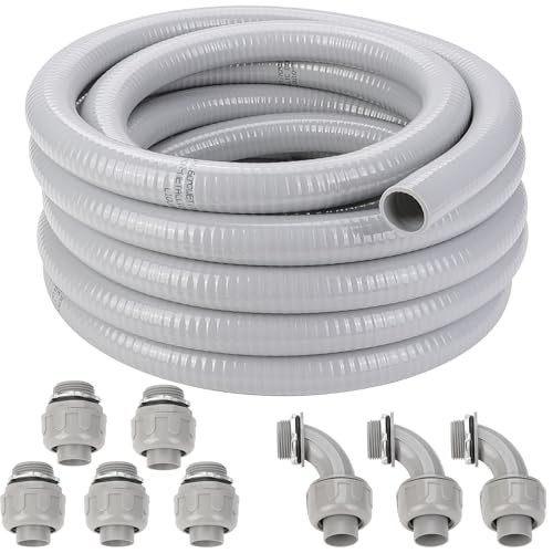WYNNsky 1" Flexible Liquid Tight Conduit Kit 25FT with 8 Connector Fittings