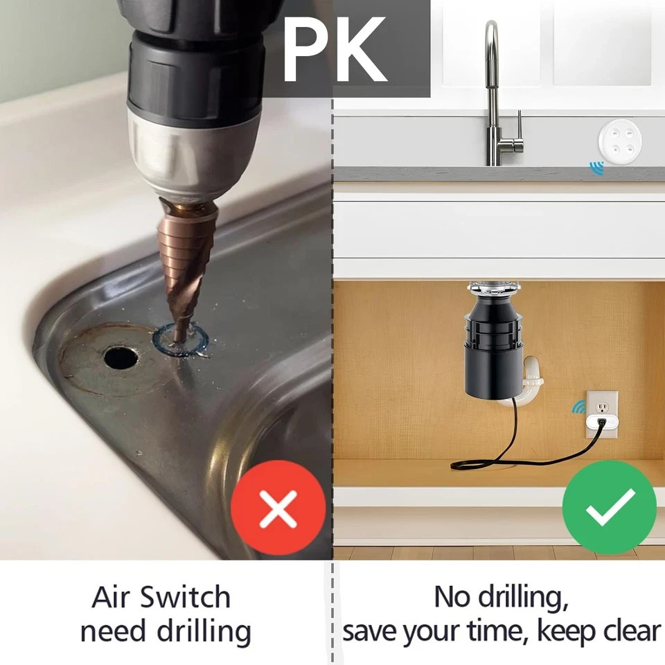 didikit Garbage Disposal Wireless Switch Kit, Sink Top Waste Disposal On/Off ...