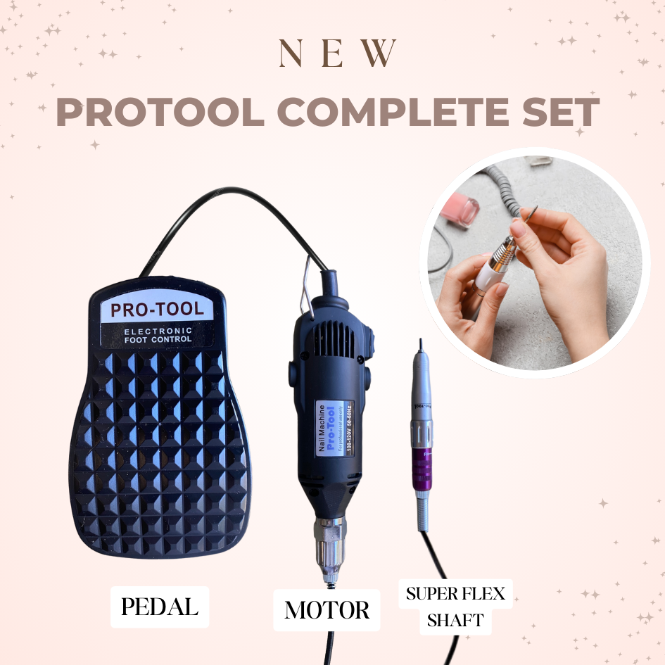Pro-Tool Nail Drill Machine Complete 3pcs 2 way Slim ASSEMBLED & READY TO USE