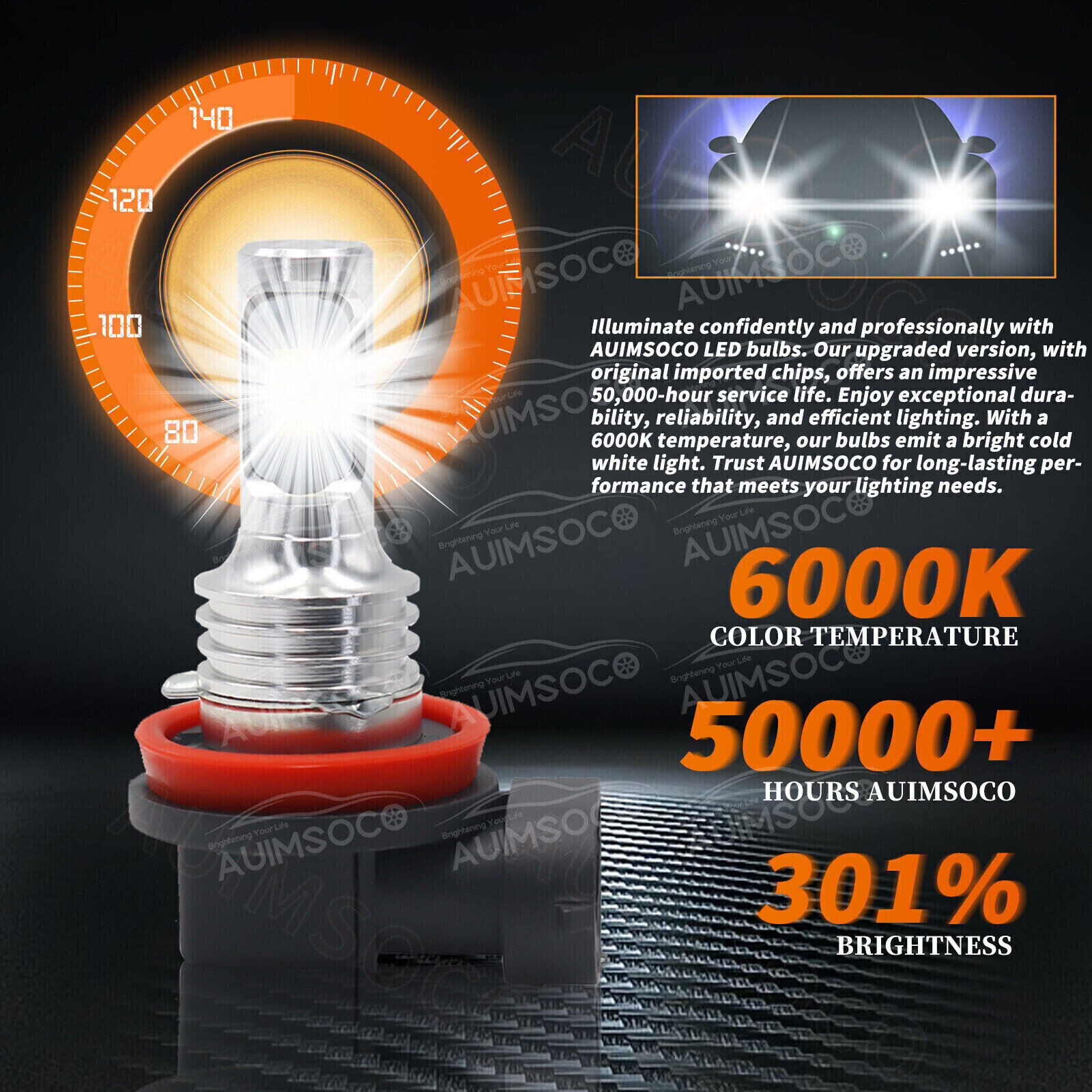 LED Headlight Bulbs Combo Kit 9005 + H11 High Low Beam 6500K White Super Bright