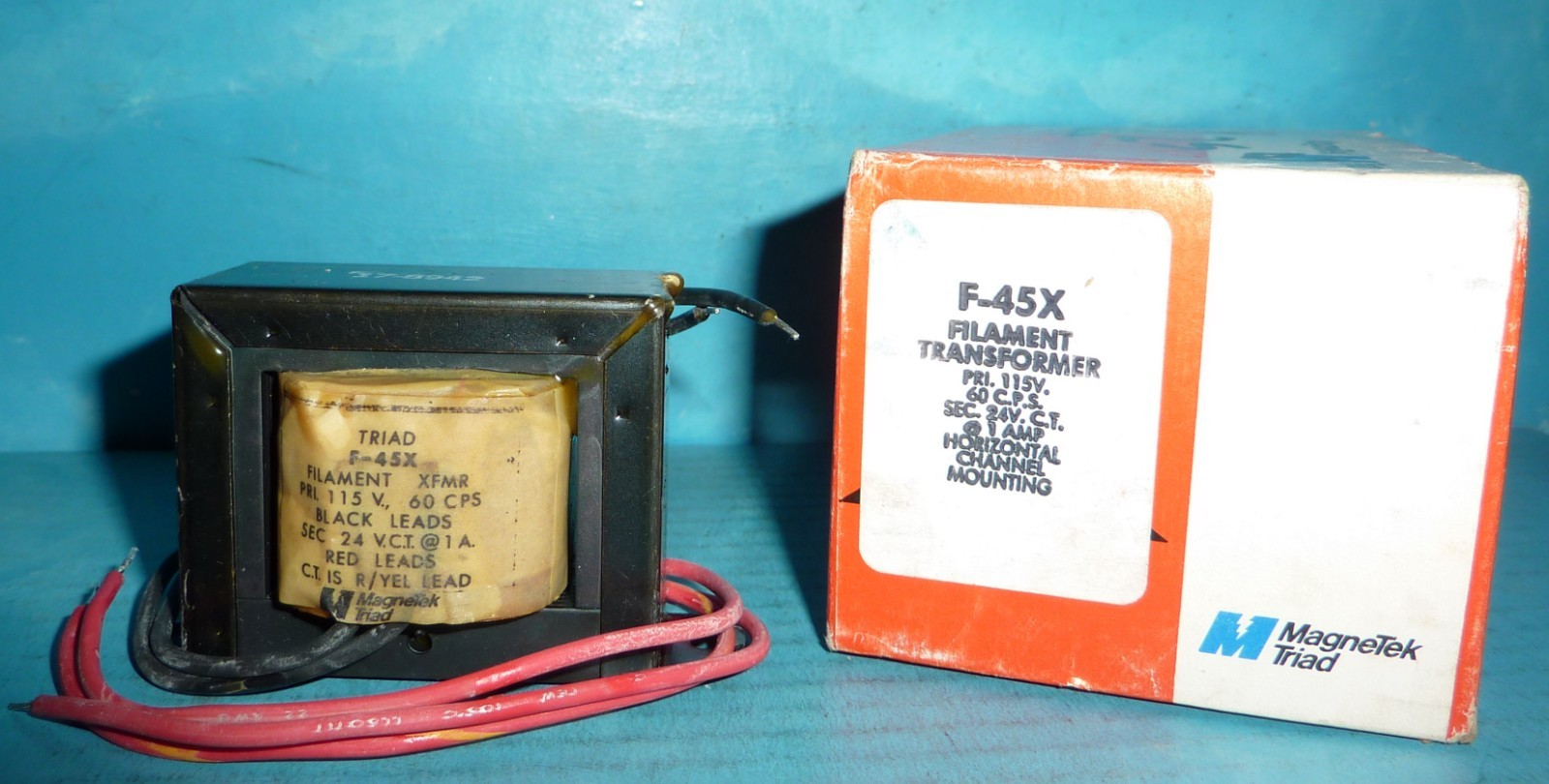 Triad F-45X Filament Transformer Pri. 115V Sec. 24VCT@1Amp NOS/NIB