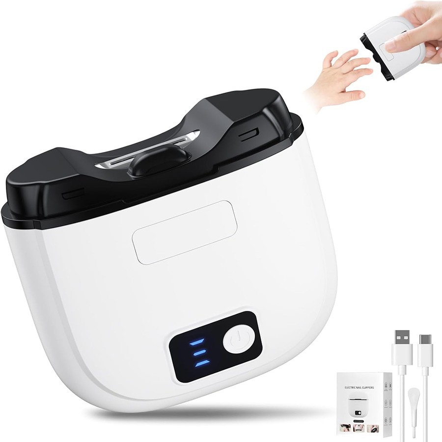 Automatic Electric Toe Nail Clippers w/ LED Light USB Rechargeable Nail Trimmer